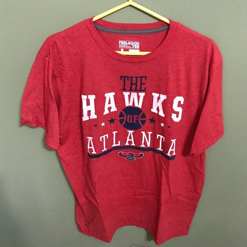 Adidas Atlanta Hawks Shirt NBA Feelgood Tee Men’s L Logo Red, White & Navy Blue